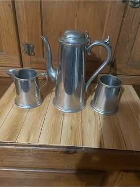 Worcester silver, pewter Coffee and Creamer Set - made in England